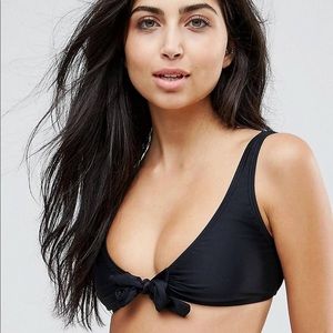 Black bow tie bathing suit top